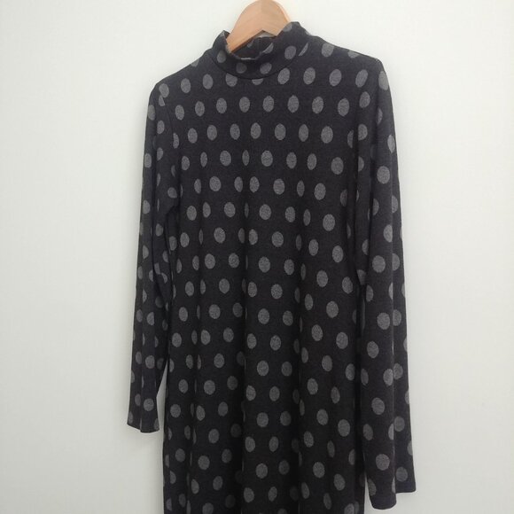 Miik made in Canada soft modal dress stretch mockneck black grey spots Small - Picture 3 of 11